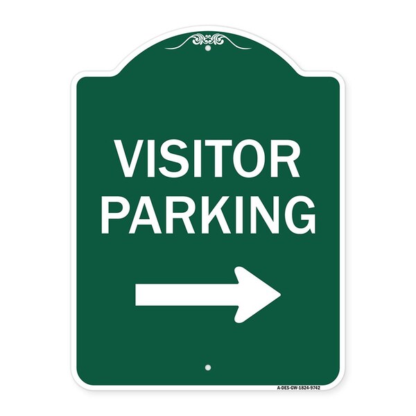 Visitor Parking With Right Arrow Heavy-Gauge Aluminum Architectural Sign, 24" x 18", GW-1824-9742